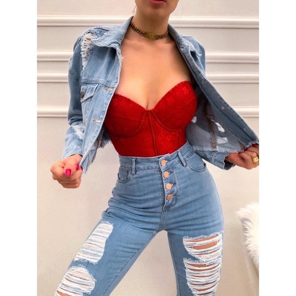 Push-up Cropped corset & panty set - 2 pc set - Picture 6 of 11